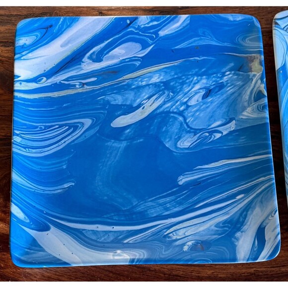 Certified International Fluidity Coastal Blue Ceramic Plate Set 2 Ocean Beach - Picture 2 of 7